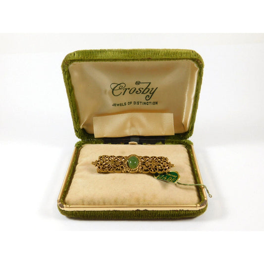 Vintage Crosby Jewels of Distinction Genuine Jade Brooch