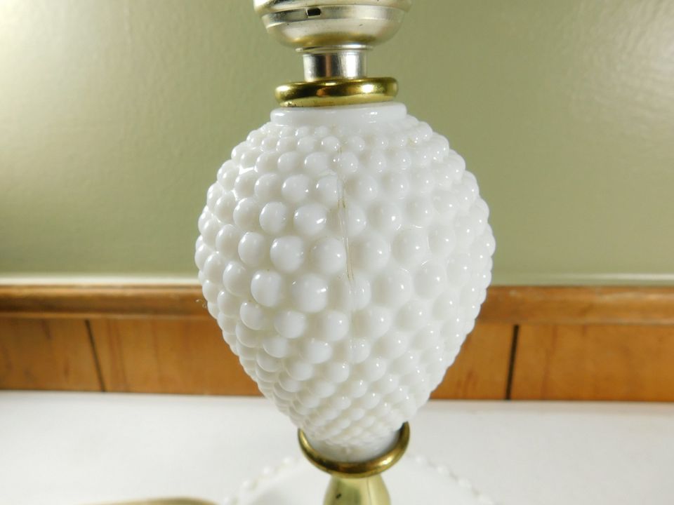 Vintage White Milk Glass Hobnail Lamp