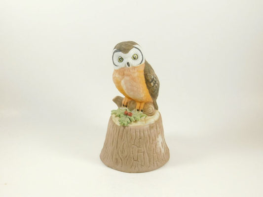 Vintage Enesco Owl on Stump Bell