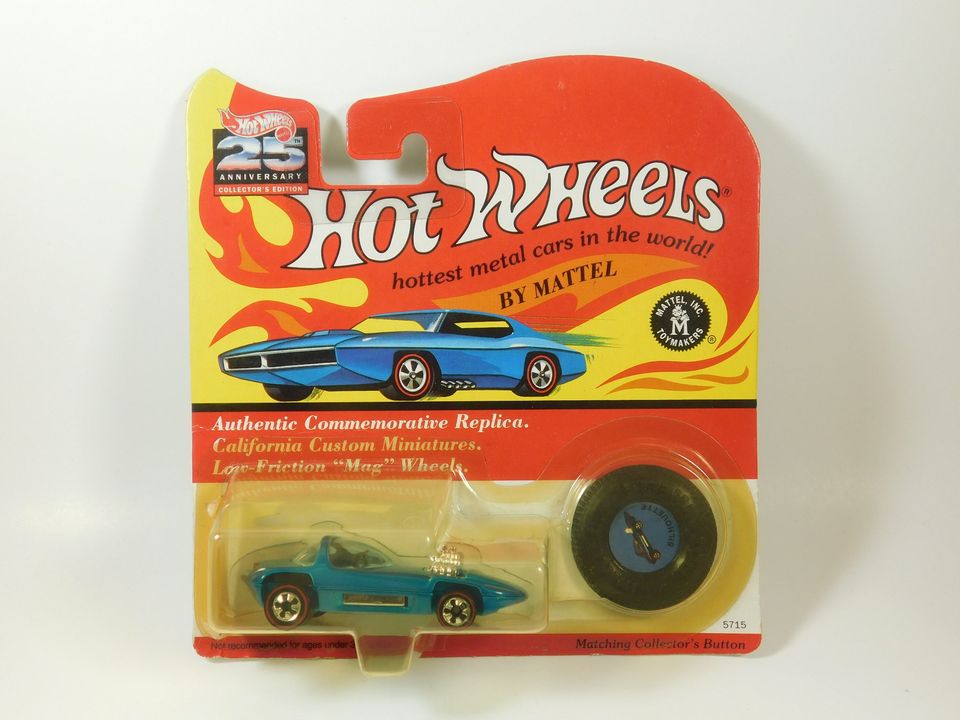 Hot Wheels 25th Anniversary Blue/Teal Silhouette with Collector's Button