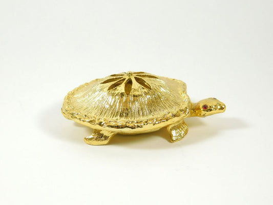 Vintage Gold Tone Turtle Ring Jewelry Holder