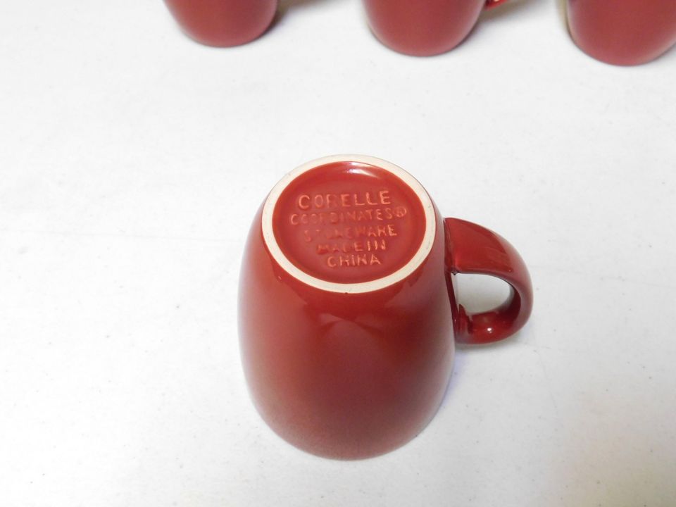 Set of 4 Red Corelle Coordinates Soneware Cups Mugs