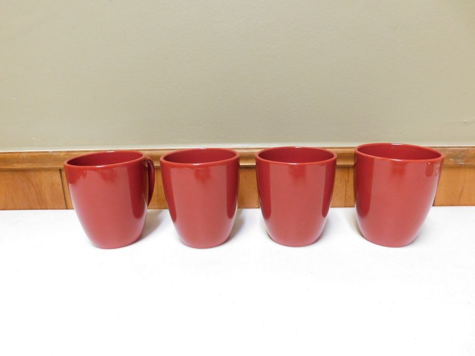 Set of 4 Red Corelle Coordinates Soneware Cups Mugs