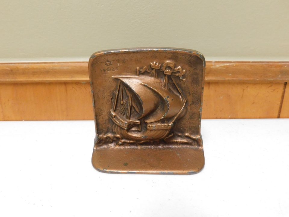 Pair of Vintage Cast Iron Sailing Ship Book Ends