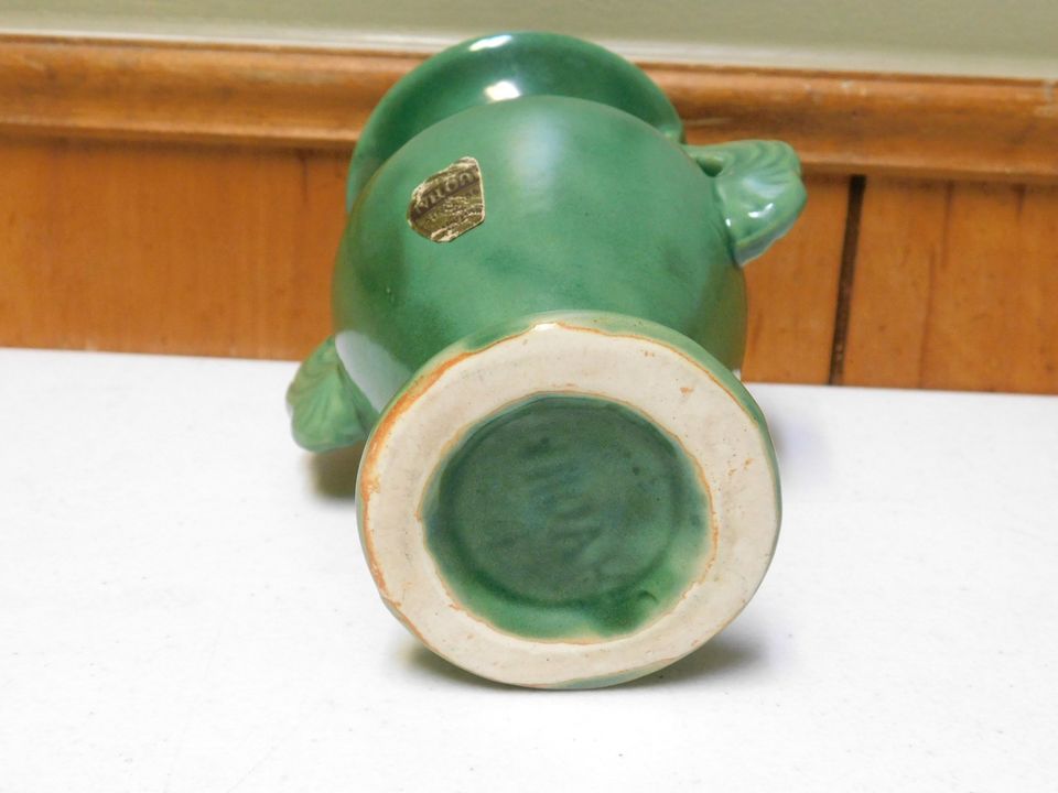 Vintage Green Two Handle Niloak Pottery Vase