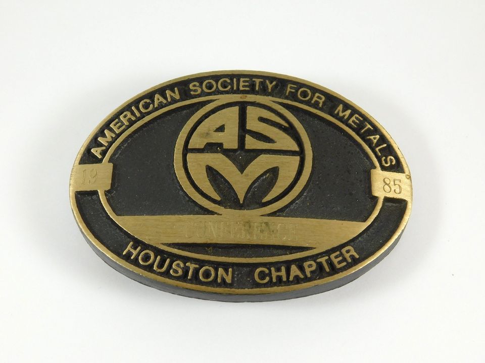 Vintage 1985 American Society for Metals Houston Chapter Conference Belt Buckle