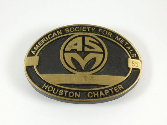 Vintage 1985 American Society for Metals Houston Chapter Conference Belt Buckle