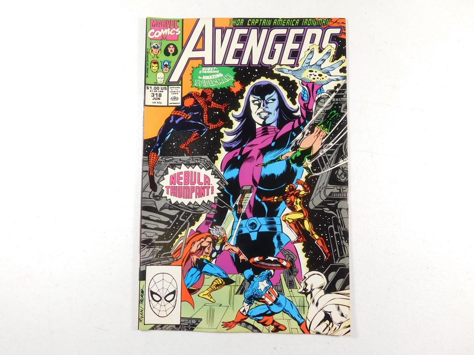 1990 Marvel Thor Captain America Iron Man Spider-Man Avengers Comic Book #318 Jun