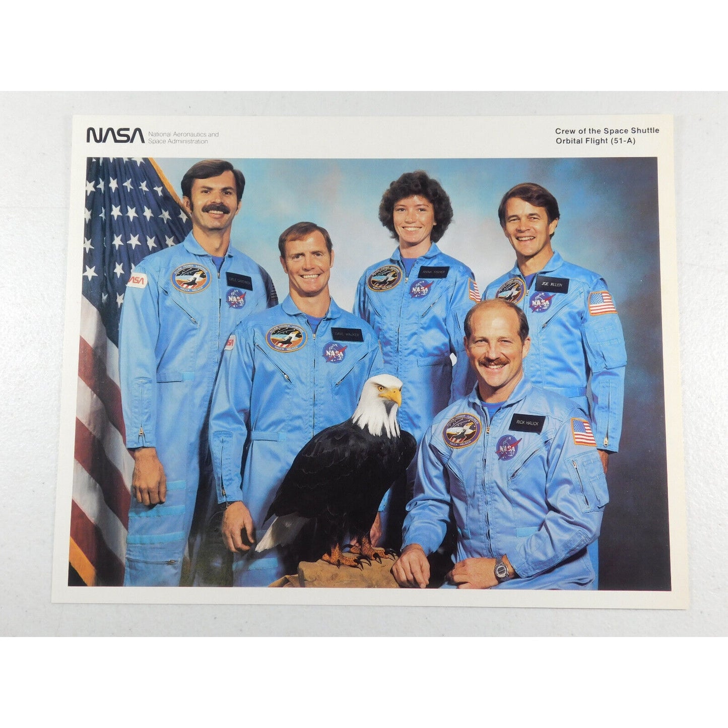 Vintage NASA Photo Print "Crew of Space Shuttle Orbital 51-A" 8 x 10 Picture