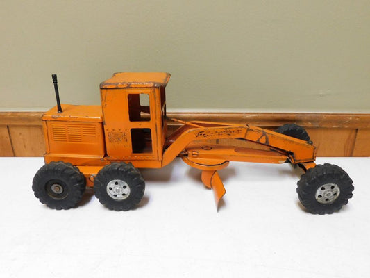 Vintage Orange Tonka Pressed Metal Road Grader