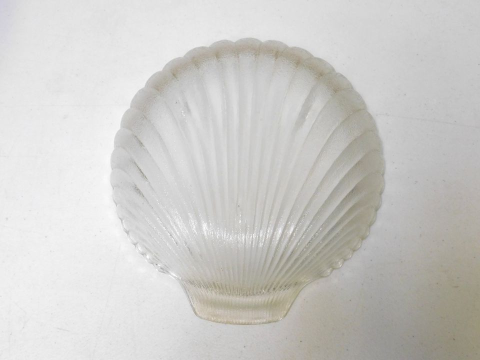 Vintage Clear Clam Shaped Footed Bowl