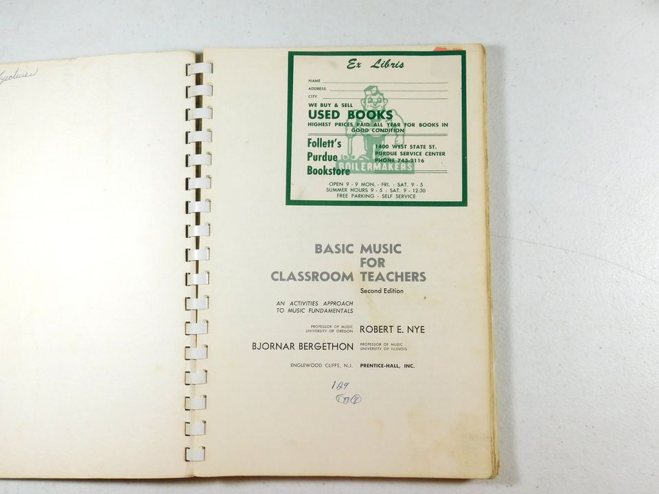 Vintage 1965 Basic Music for Classroom Teachers Second Edition Fifth Printing