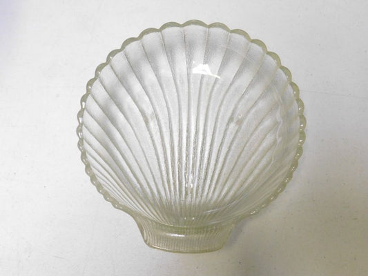 Vintage Clear Clam Shaped Footed Bowl