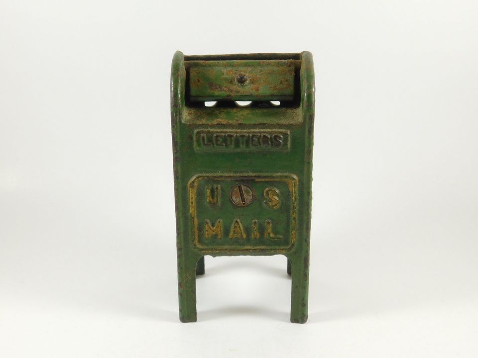 Vintage Green US Mail Green Metal Bank