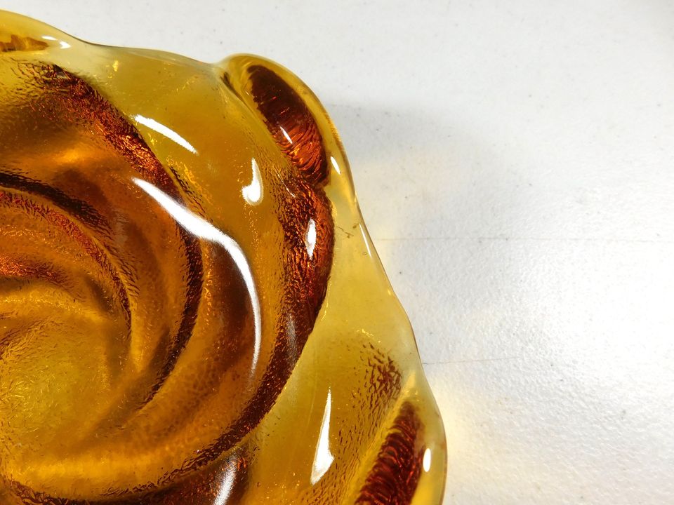 Vintage Amber Swirl Trinket Bowl