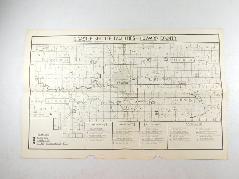 Vintage Howard County Indiana 1982 Plat Book with Disaster Shelter Facilities Map