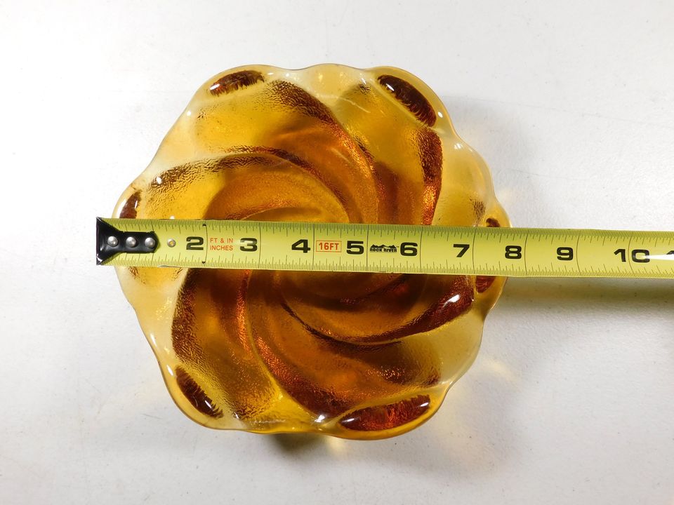 Vintage Amber Swirl Trinket Bowl