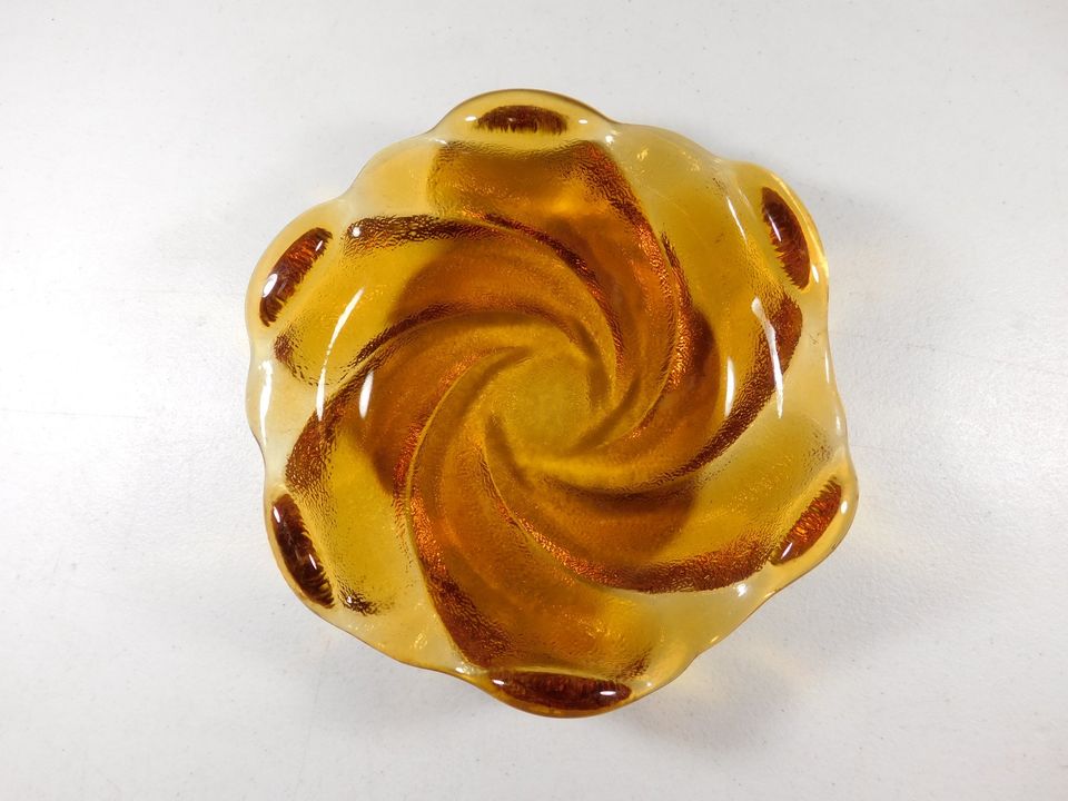 Vintage Amber Swirl Trinket Bowl