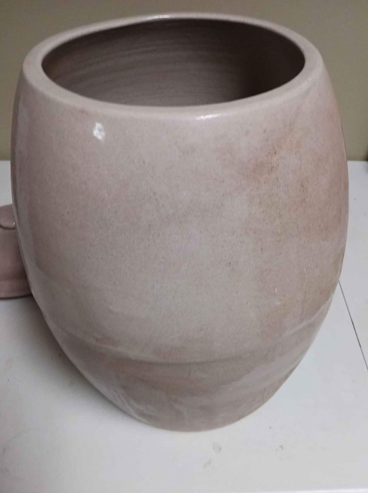 Large Stonewear Crock with Lid and Spout