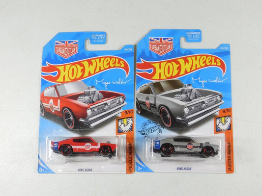 2 Hot Wheels King Kuda Muscle Mania Cars Red and Gray