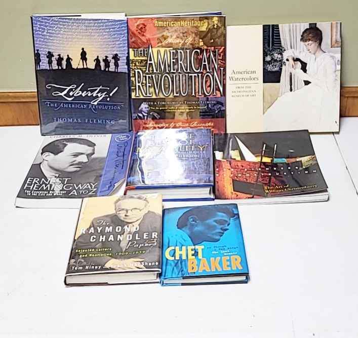 8 Books Liberty, American Revolution, Watercolors, Hemingway, Chet Baker