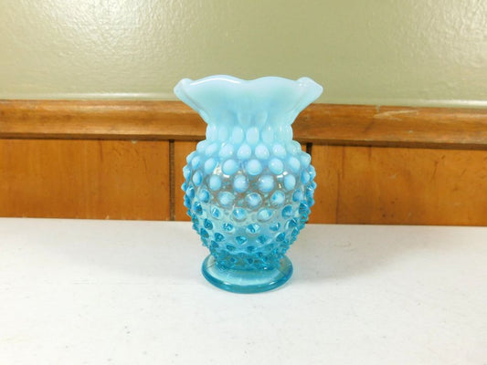 Vintage Blue Hobnail Vase