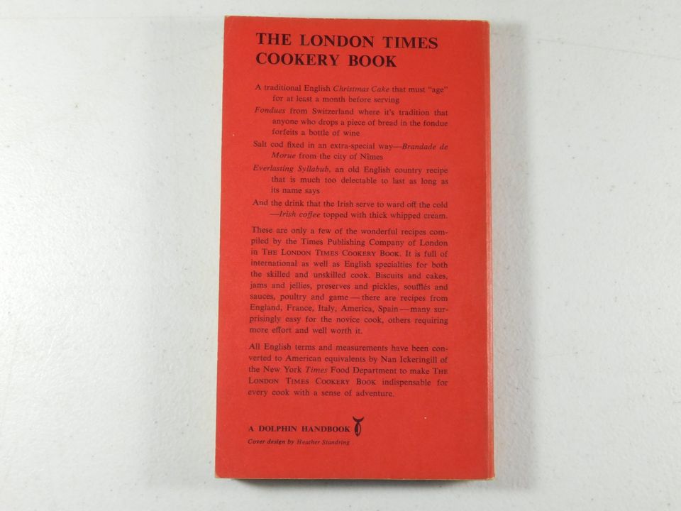 Vintage 1960 The Times London Cookery Book