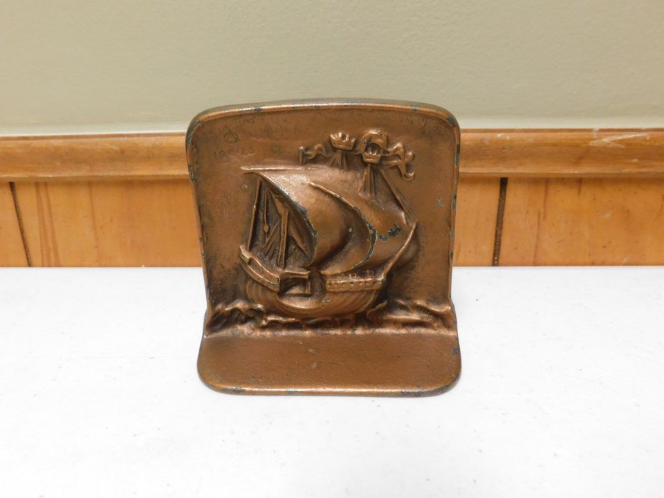 Pair of Vintage Cast Iron Sailing Ship Book Ends