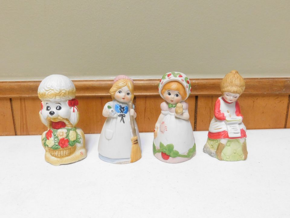 4 Vintage Jasco Bells Figurines