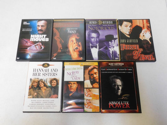 7 DVD Movies Night Moves, Frenzy, Notorious, Force of Evil, No Way to Treat a Lady