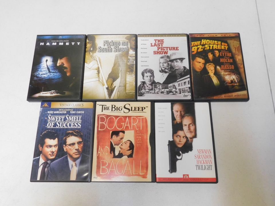 7 DVD Movies Hammett, Pickup on South Street, The Last Picture Show, The Big Sleep, Twilight