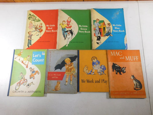 Lot of Vintage Kids Story Books Mac and Muff Let's Count We Work and Play