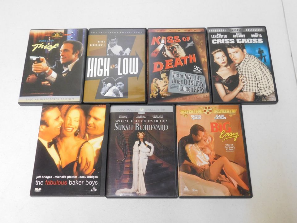 7 DVD Movies Thief, High and Low, Kiss of Death, Criss Cross, The Fabulous Baker Boys