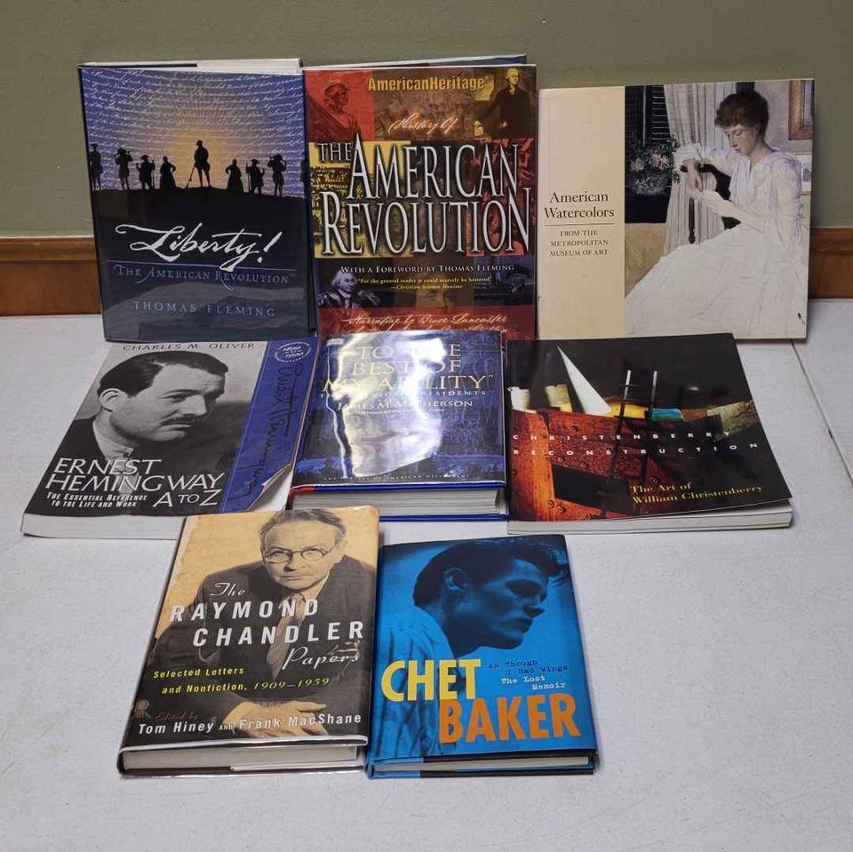 8 Books Liberty, American Revolution, Watercolors, Hemingway, Chet Baker