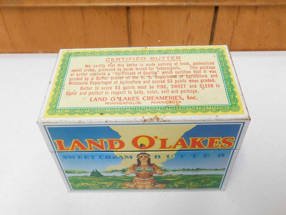 Vintage Land O'Lakes Sweet Cream Butter Metal Recepie Box