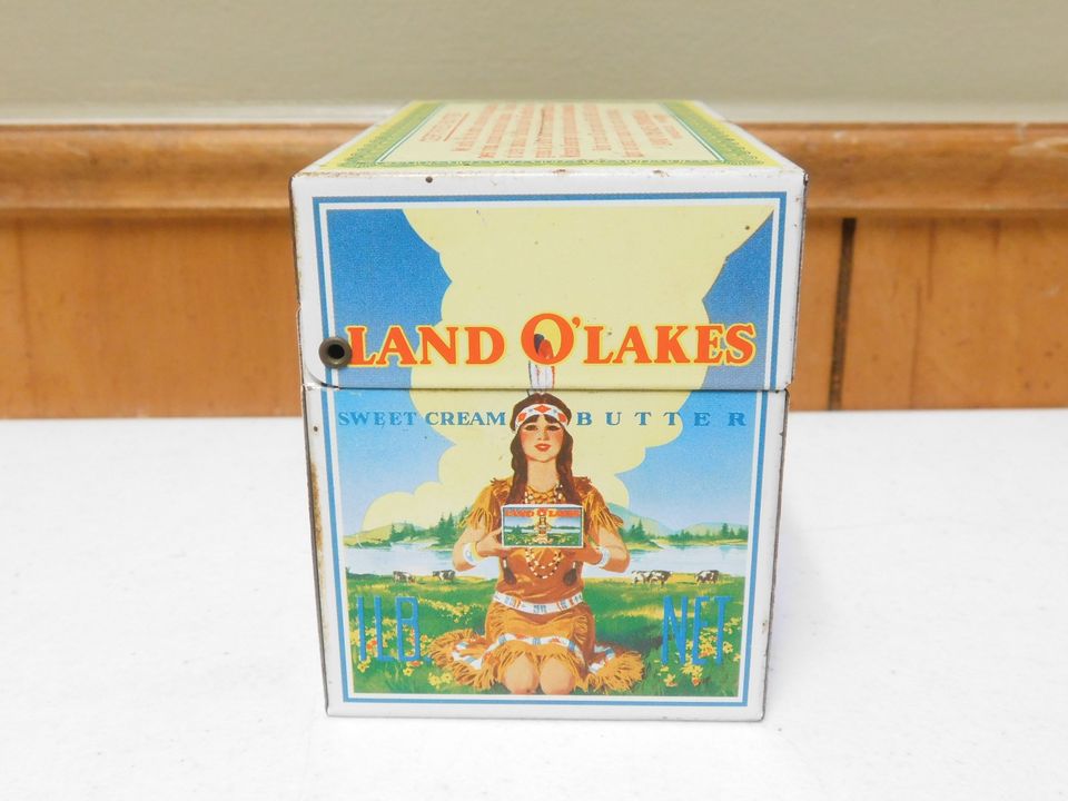 Vintage Land O'Lakes Sweet Cream Butter Metal Recepie Box