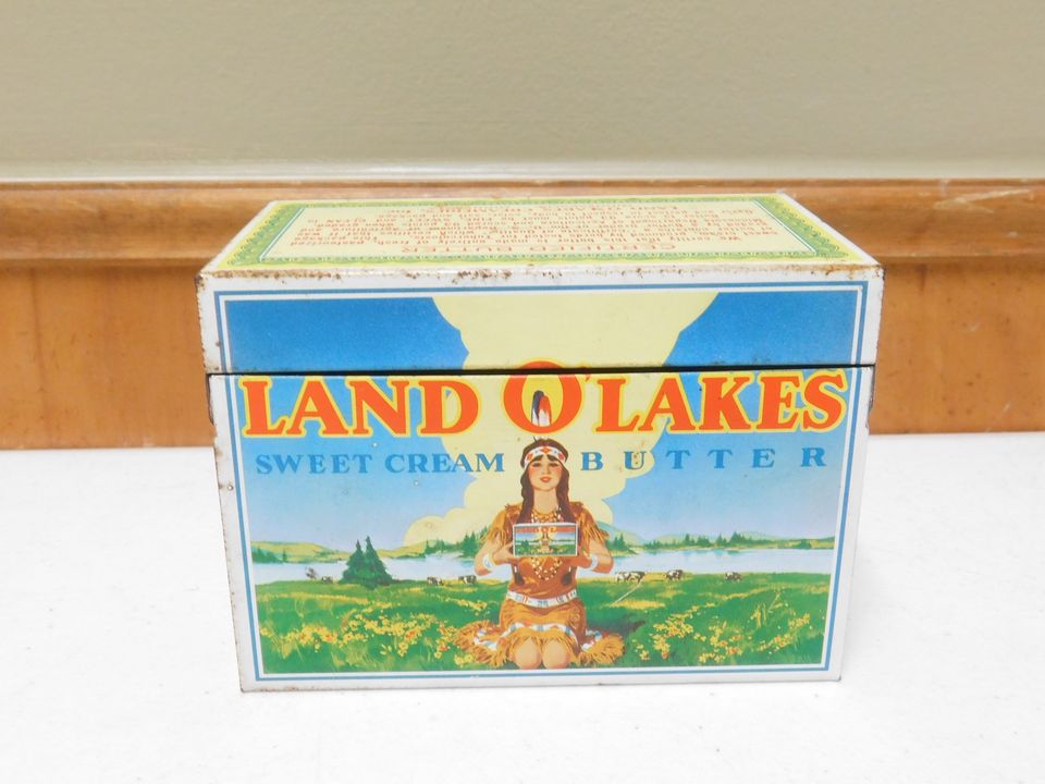 Vintage Land O'Lakes Sweet Cream Butter Metal Recepie Box