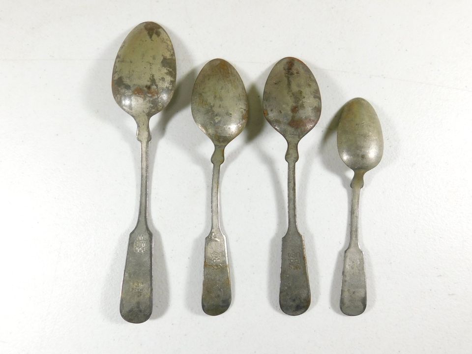 Set of Four Vintage Metal Spoons