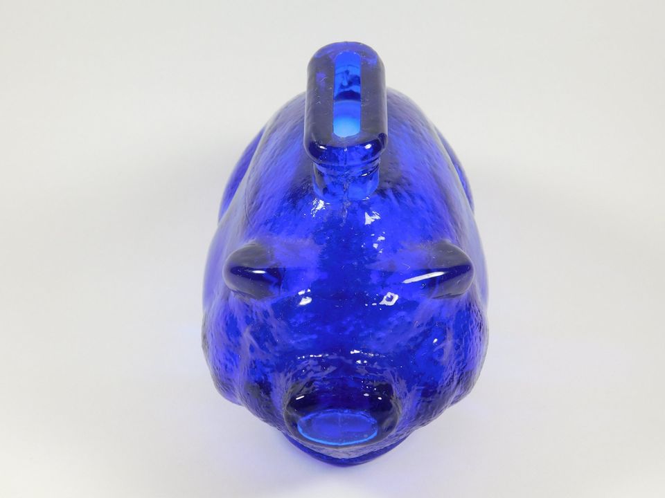 Vintage Blue Glass Piggy Bank