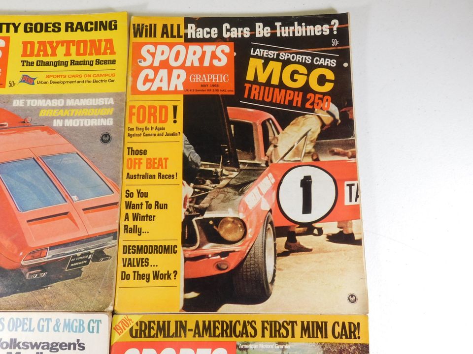 4 Vintage Sports Car Graphic Magazines 1968/1970