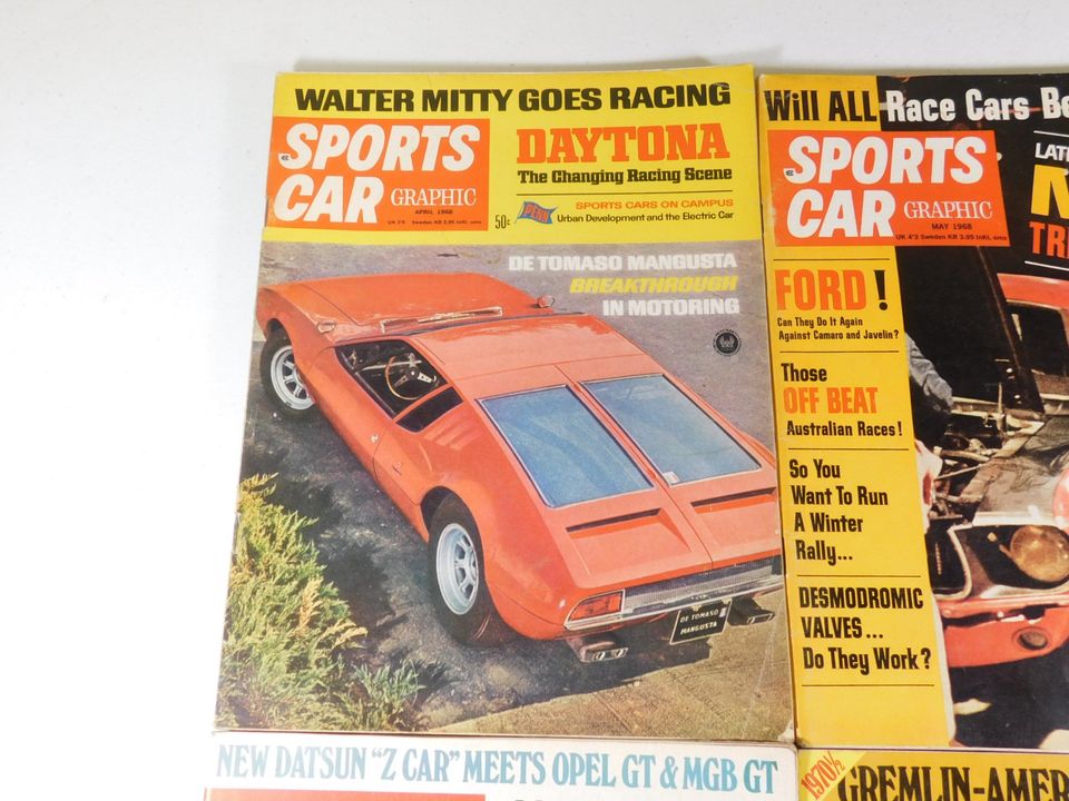 4 Vintage Sports Car Graphic Magazines 1968/1970