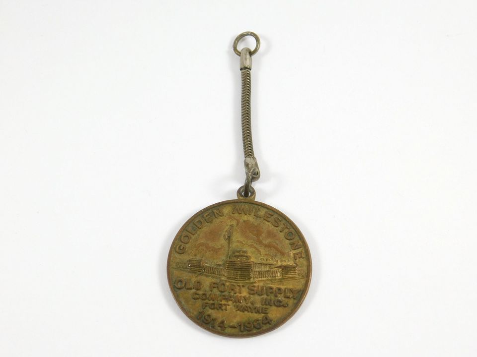 Vintage Golden Milestone Old Fort Supply 1914-1964 Round Keychain