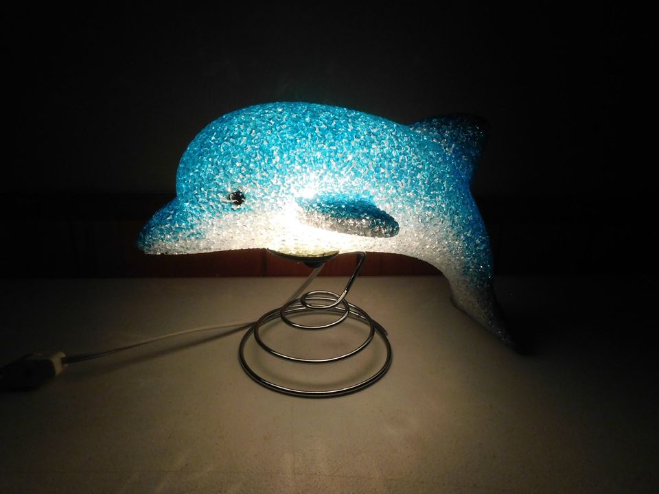 Vintage Blue Dolphin Glow Lamp