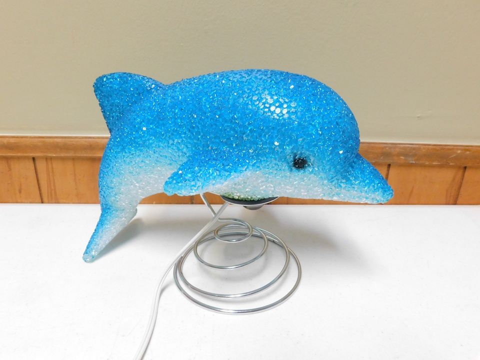 Vintage Blue Dolphin Glow Lamp