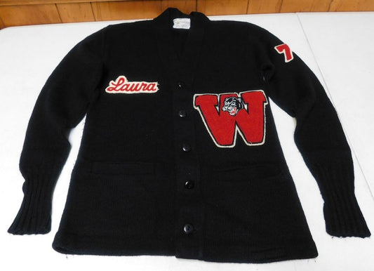 Vintage 1979 Western High School Black Cheerleader Sweater