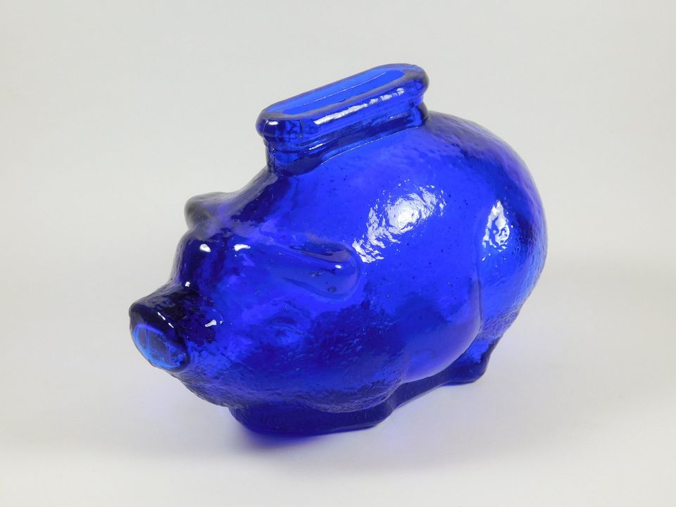 Vintage Blue Glass Piggy Bank