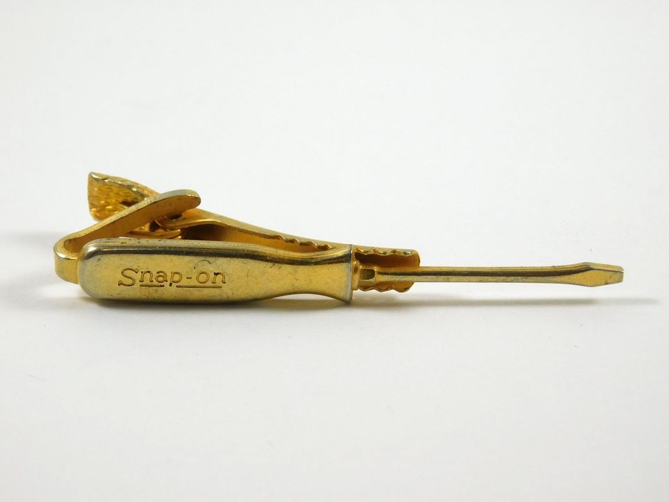 Vintage Gold Tone Snap-On Screwdriver Tie Clip