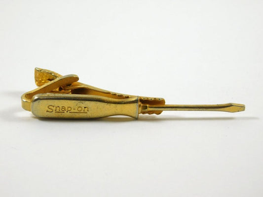 Vintage Gold Tone Snap-On Screwdriver Tie Clip