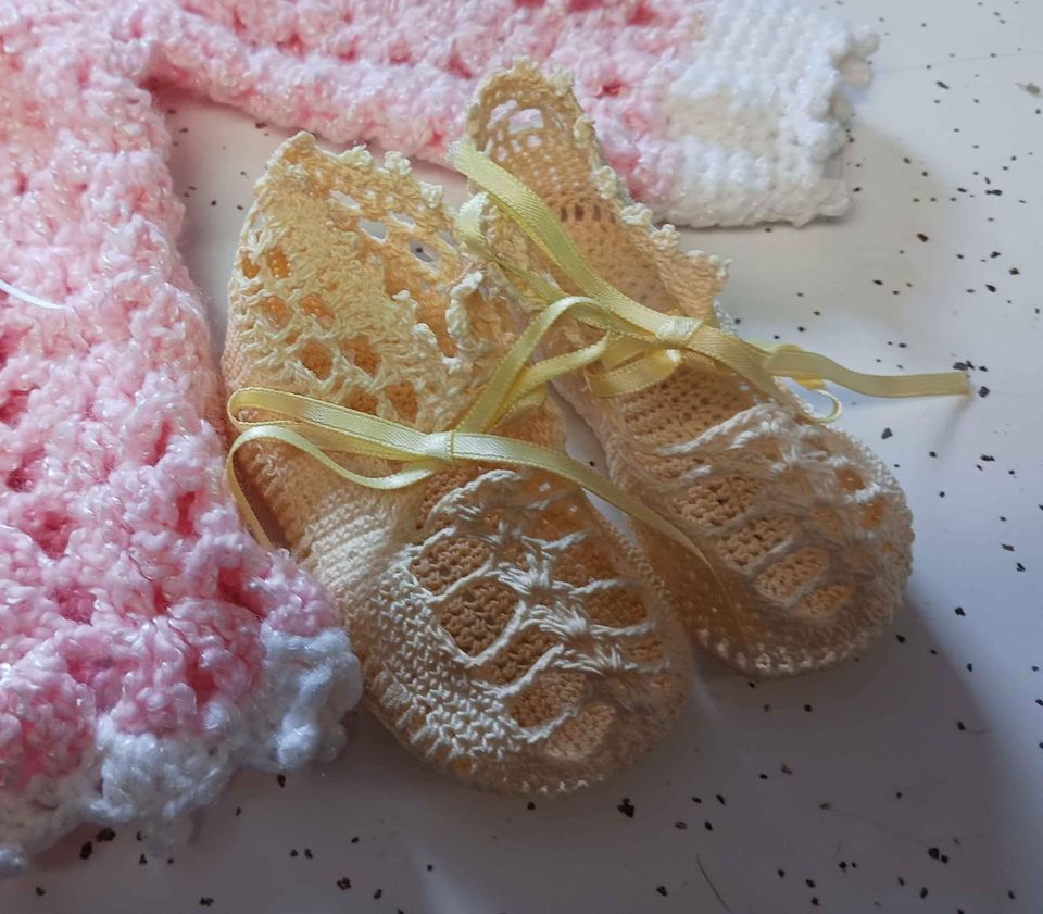 Hand Made Baby Sweater Hat and Booties