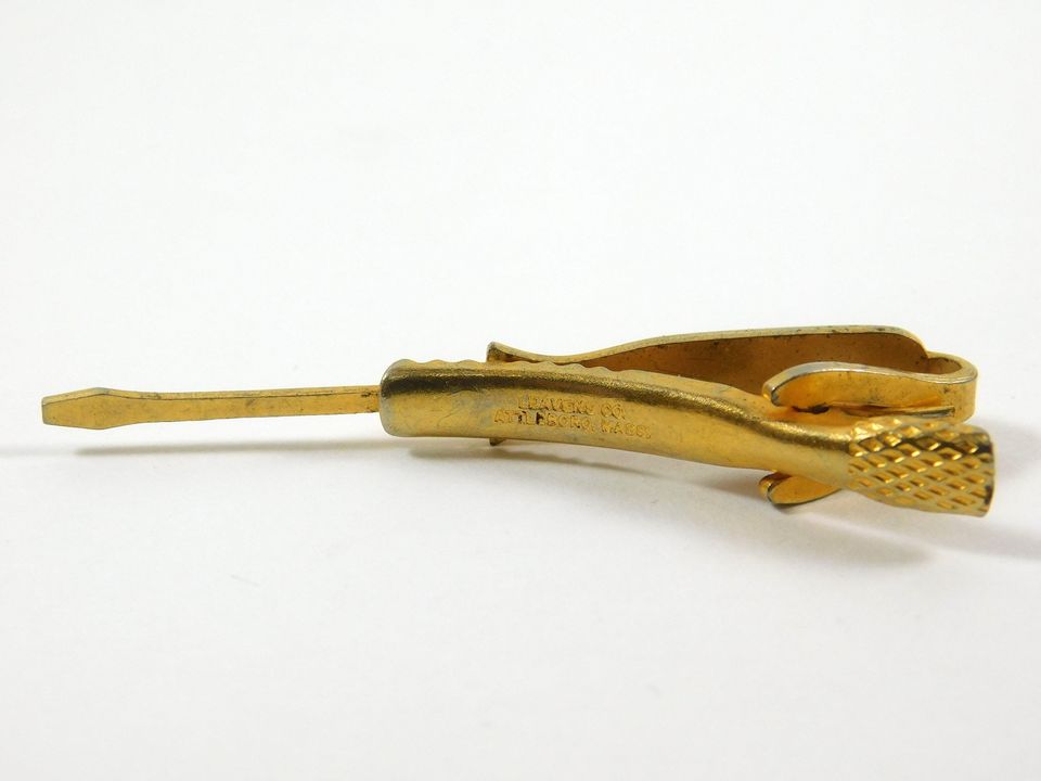 Vintage Gold Tone Snap-On Screwdriver Tie Clip